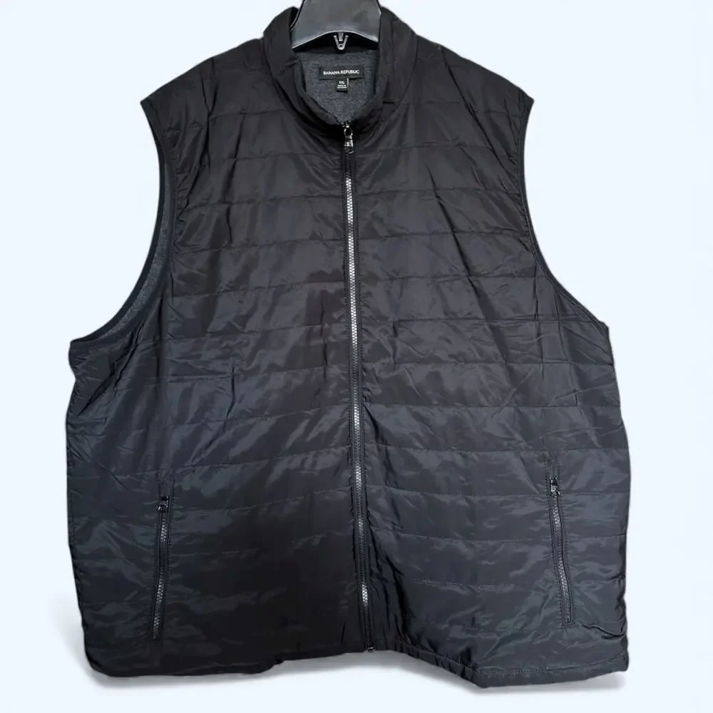 Banana Republic Men's Quilted Full Zip Vest Black Size XXL